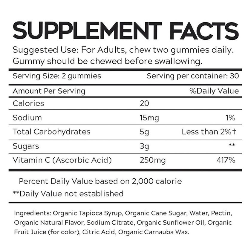 Fade Fit Gelatin-Free Vitamin C Adult Gummies For Antioxidant & Immune Support, Pack of 60's