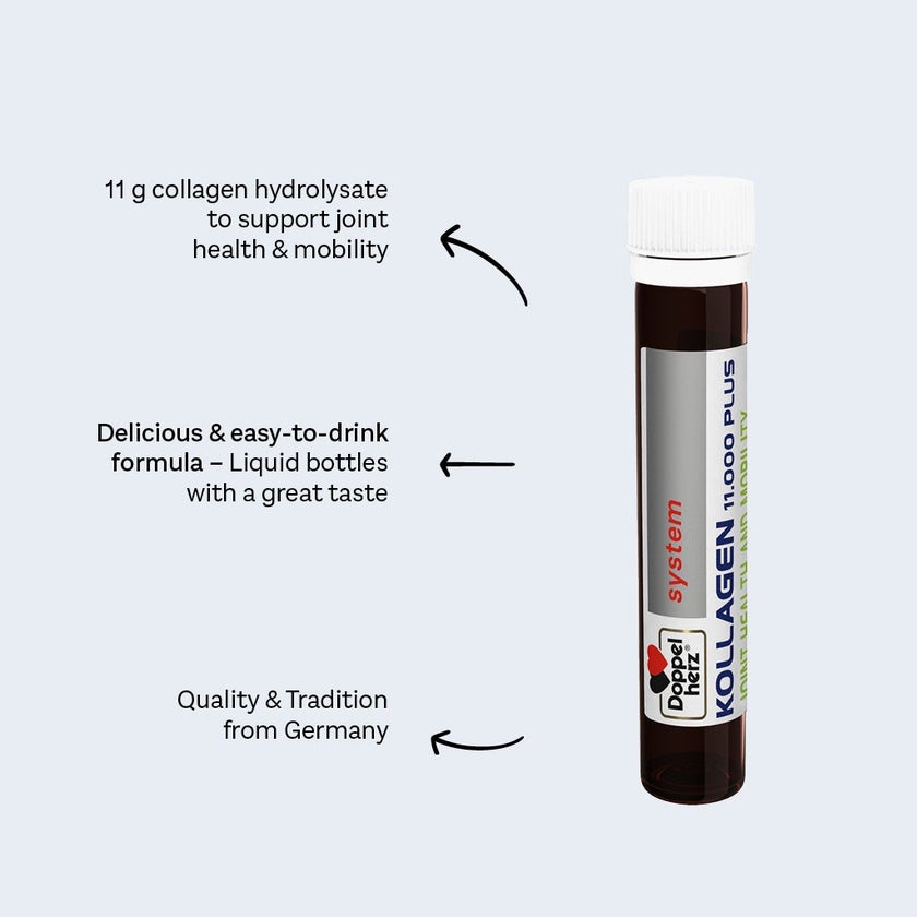 Doppelherz Kollagen 11.000 Plus Drinkable Collagen Supplement For Joint Health, Single Dose Phials, Pack of 30's
