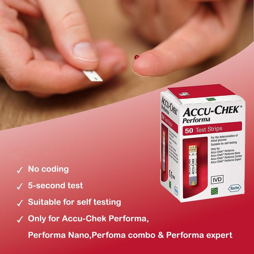 Accu-Chek Performa Blood Sugar Test Strips Pack of 50's, 1+1 PROMO PACK