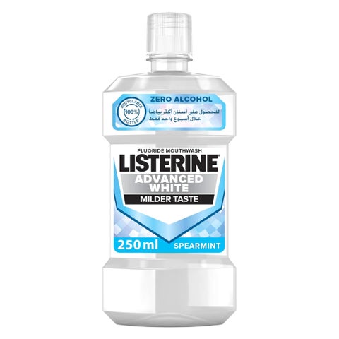 Listerine Advanced White Mouthwash With Zero Alcohol, Milder Taste, Spearmint Flavor, 250ml
