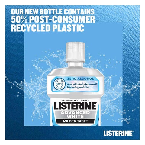 Listerine Advanced White Mouthwash With Zero Alcohol, Milder Taste, Spearmint Flavor, 250ml