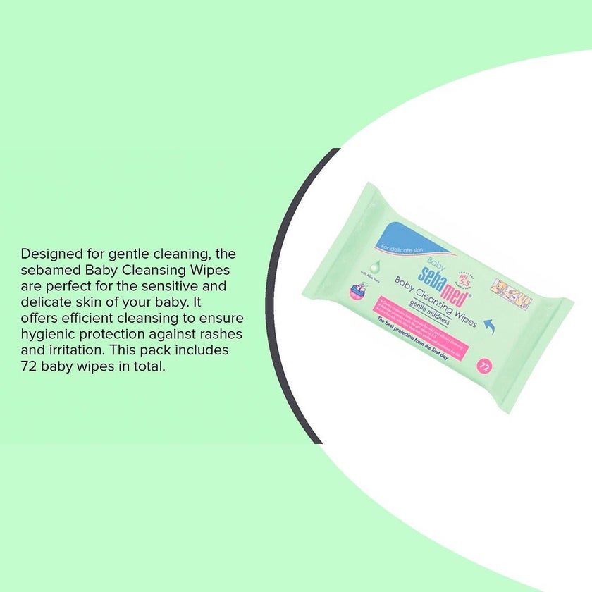 Sebamed Baby Cleansing Wipes With Aloe Vera, Pack of 72's