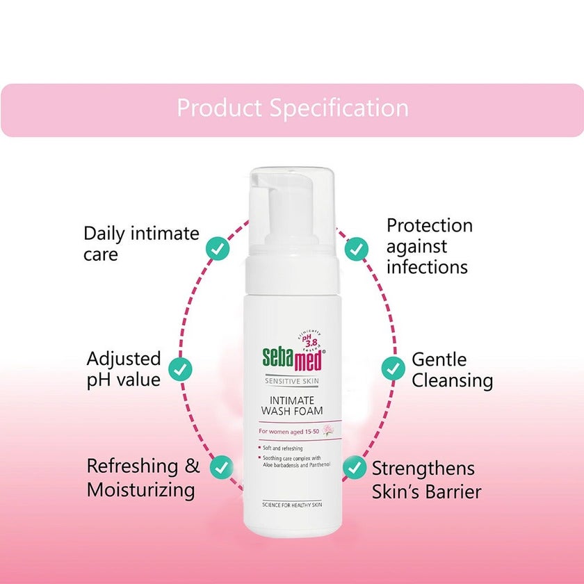 Sebamed Sensitive skin Intimate Wash Foam, Soft & Refreshing 150ml
