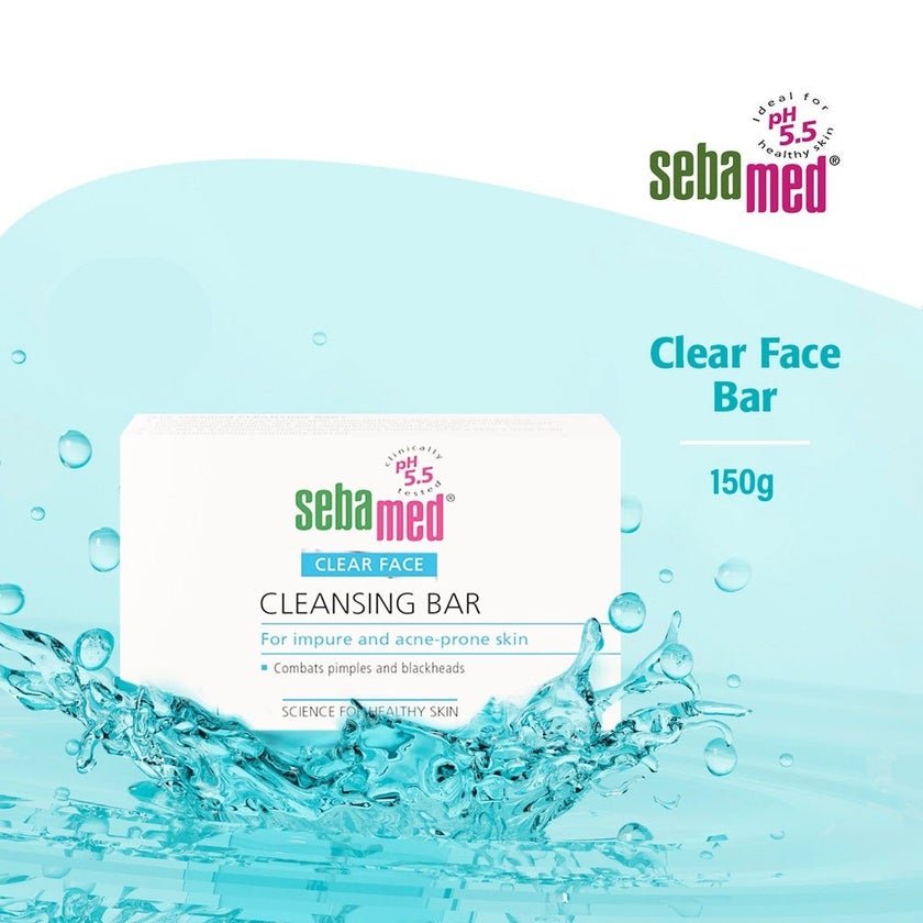 Sebamed Clear Face Cleansing Bar For Impure Acne-Prone Skin & Blackheads 150g