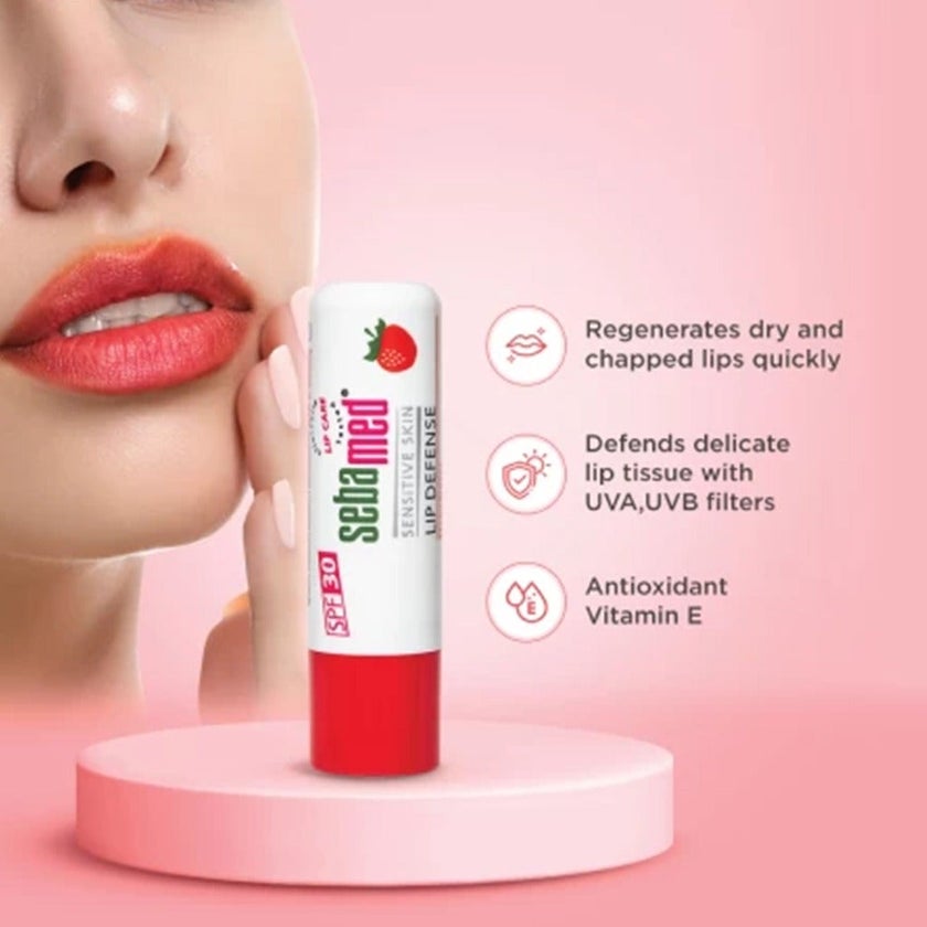 Sebamed Sensitive Skin Lip Defense Stick Strawberry With SPF 30 4.8g