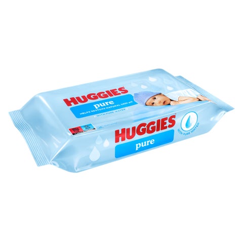 Huggies Pure Cleansing Baby Wet Wipes, Pack of 56's