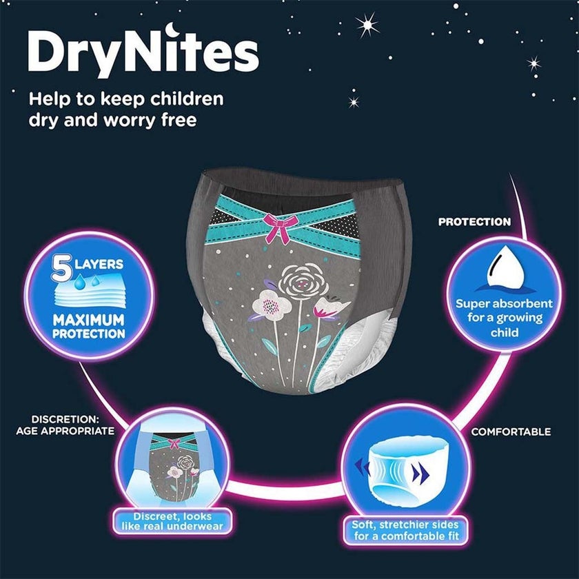 Huggies DryNites Pyjama Pants, 8-15 Years, 27-57Kg, Bed Wetting Diapers For Girls, Jumbo Pack of 13's