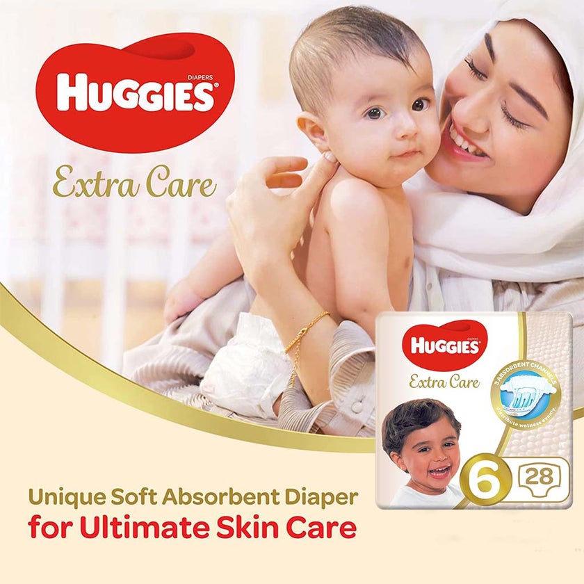 Huggies Extra Care Baby Diapers, Size 6, 15+Kg, Pack of 28's
