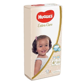 Huggies Extra Care Baby Diapers, Size 4+, 10-16Kg, Pack of 64's