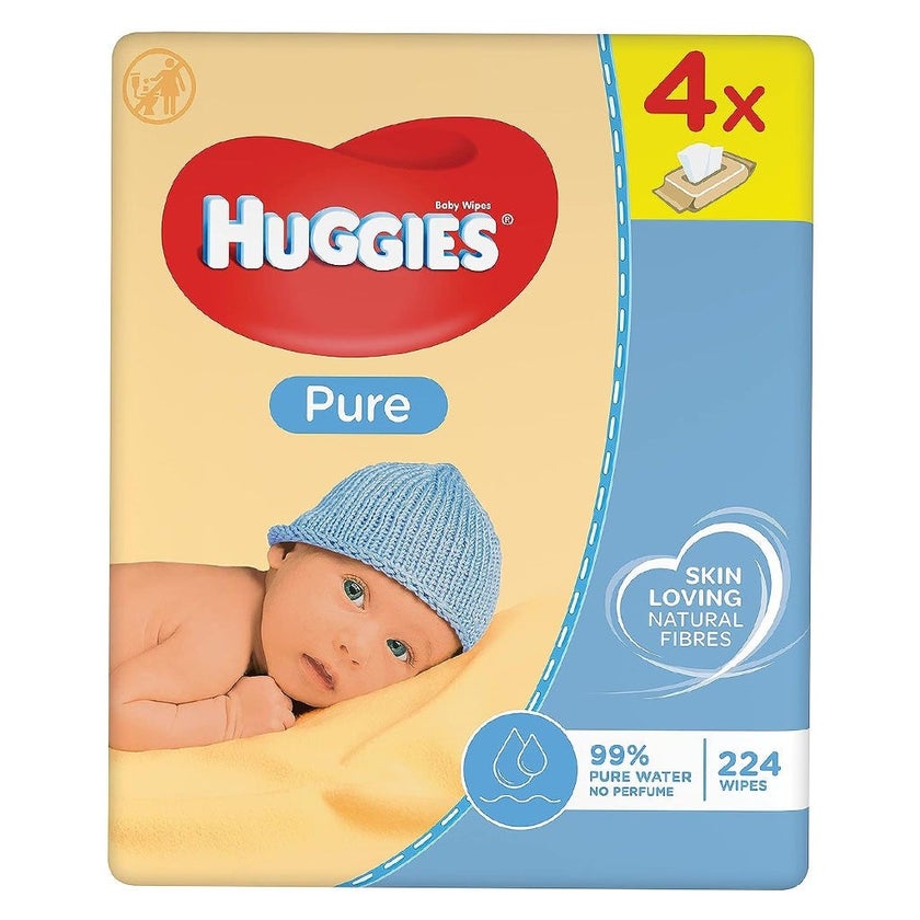 Huggies Pure Cleansing Baby Wet Wipes, Promo Pack of 224's