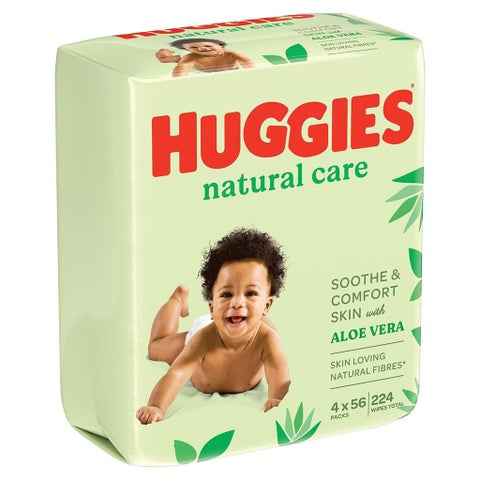 Huggies Natural Care Cleansing Baby Wet Wipes - 56 Wipes x 4