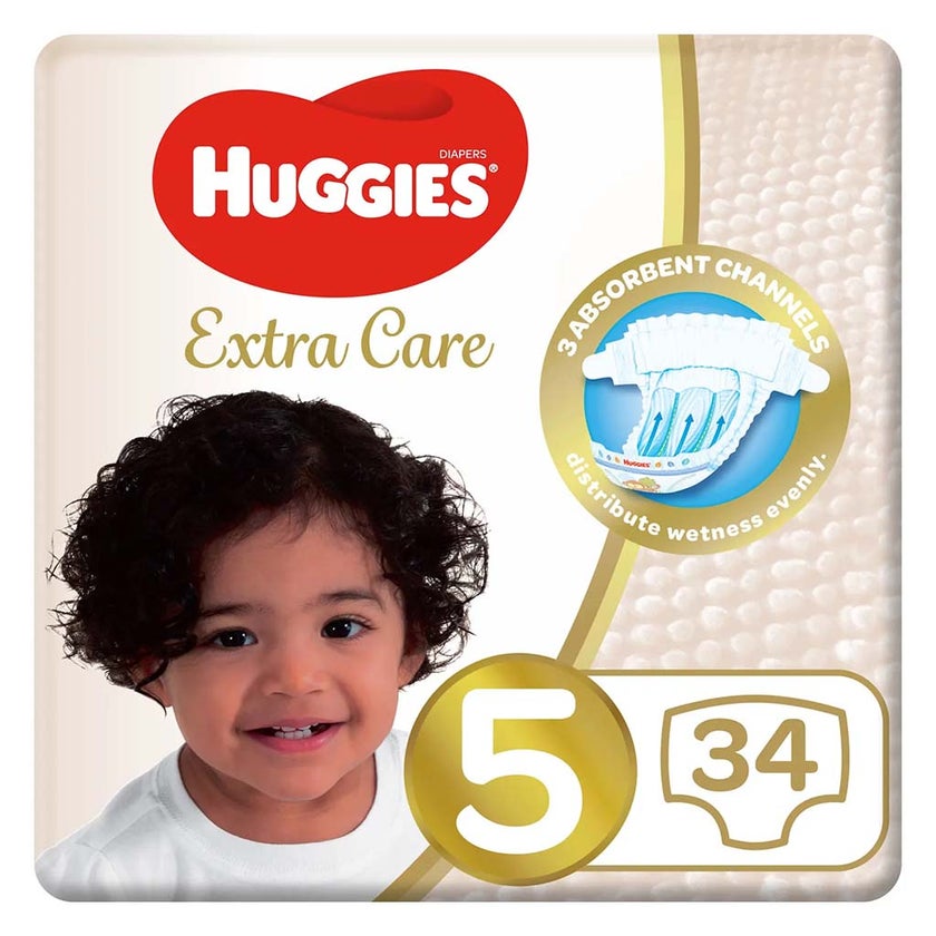 Huggies Extra Care Diapers, Size 5, For 12 -22 kg Baby, Pack of 34's