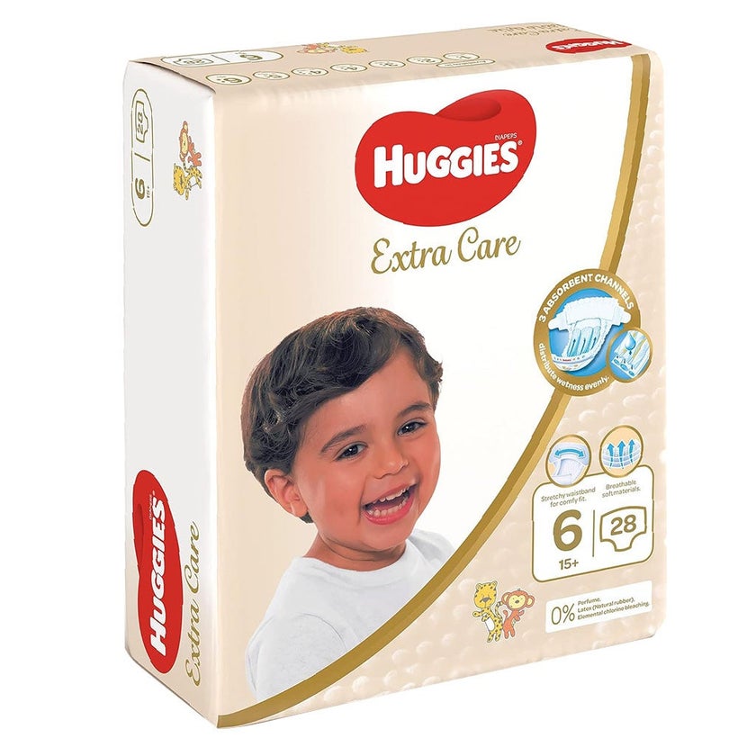 Huggies Extra Care Baby Diapers, Size 6, For 15+kg Baby, Pack of 28's