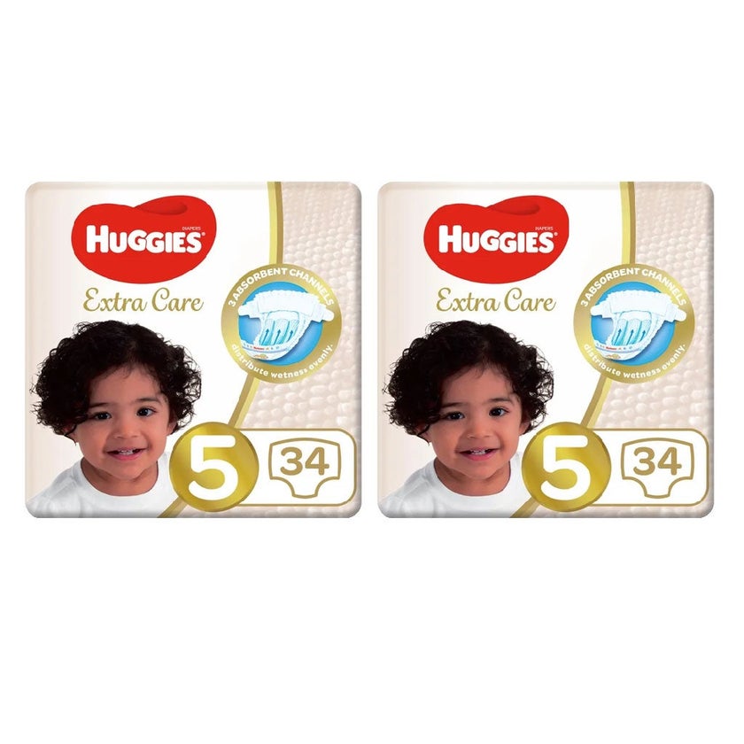 Huggies Extra Care Diapers, Size 5, For 12-22kg Baby, Promo Pack of 2 x 34's