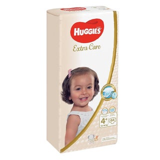 Huggies Extra Care Baby Diapers, Size 4+, For 10 -16 kg Baby, Pack of 64's