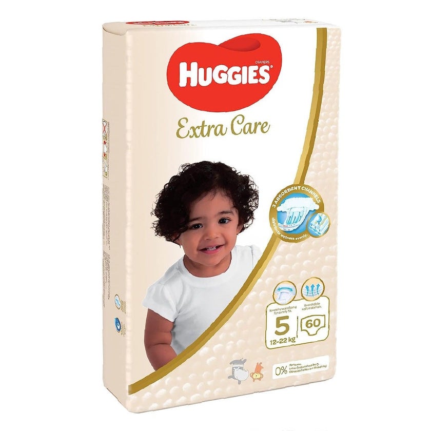 Huggies Extra Care Diapers, Size 5, For 12 -22 kg Baby, Pack of 60's