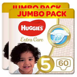 Huggies Extra Care Baby Diapers, Size 5, For 12-22Kg, Promo Jumbo Pack of 2 x 60's