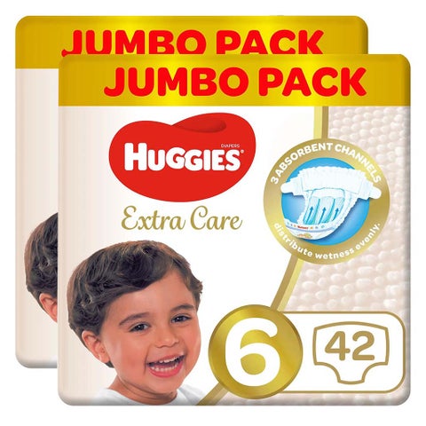 Huggies Extra Care Baby Diapers, Size 6, 15+Kg - 42 Diapers x 2