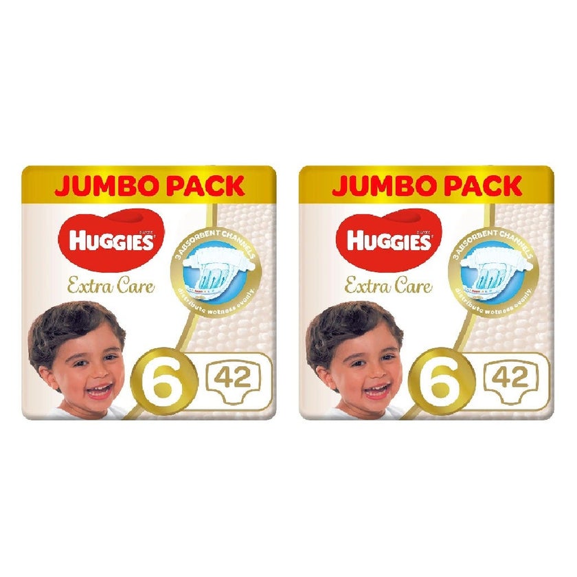 Huggies Extra Care Baby Diapers, Size 6, For 15+Kg, Promo Jumbo Pack of 2 x 42's