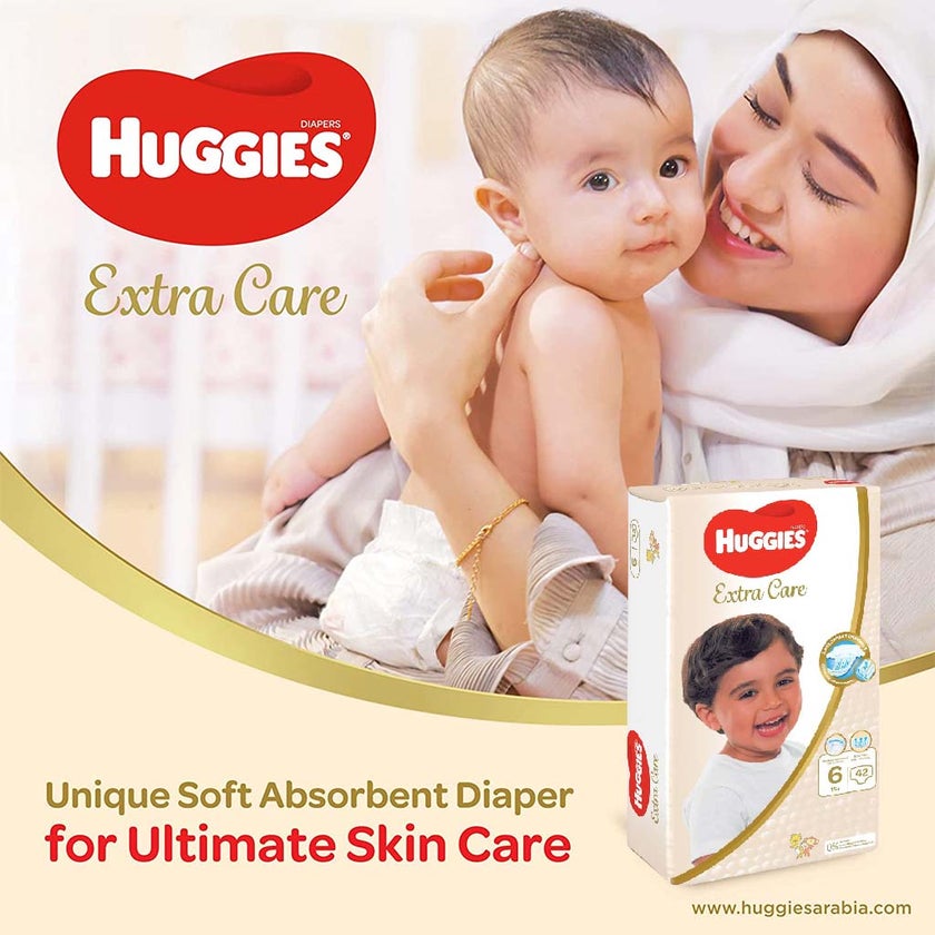 Huggies Extra Care Baby Diapers, Size 6, For 15+Kg, Promo Jumbo Pack of 2 x 42's