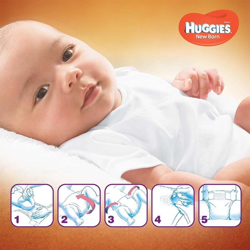 Huggies Extra Care Newborn Diapers, Size 2, 4-6Kg, Promo Jumbo Pack of 2 x 64's