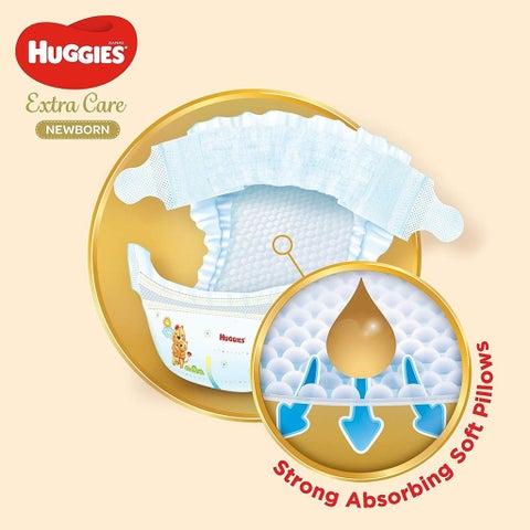 Huggies Extra Care Newborn Diapers, Size 2, 4-6Kg - 64 Diapers x 2