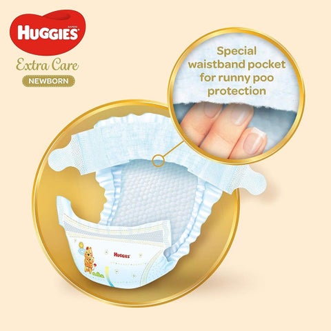 Huggies Extra Care Newborn Diapers, Size 2, 4-6Kg - 64 Diapers x 2