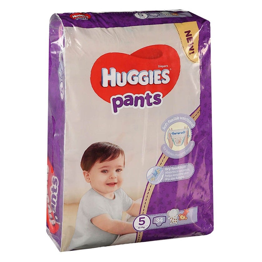 Huggies Pants, Size 5, Diaper For 12-17kg Baby, Pack of 34's