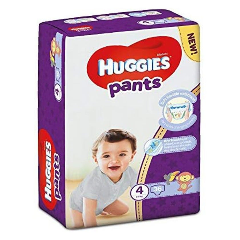Huggies Active Baby Diaper Pants, Size 4, 9-14Kg, Promo Pack of 2 x 36's