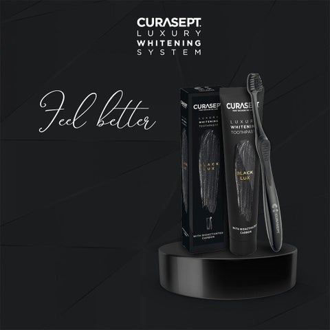 Curasept Black Luxury Whitening Toothpaste With Activated Carbon 75ml + Curasept Whitening Toothbrush
