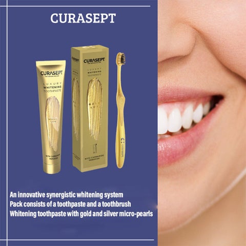 Curasept Gold Lux Luxury Whitening Toothpaste 75ml + Curasept Whitening Toothbrush