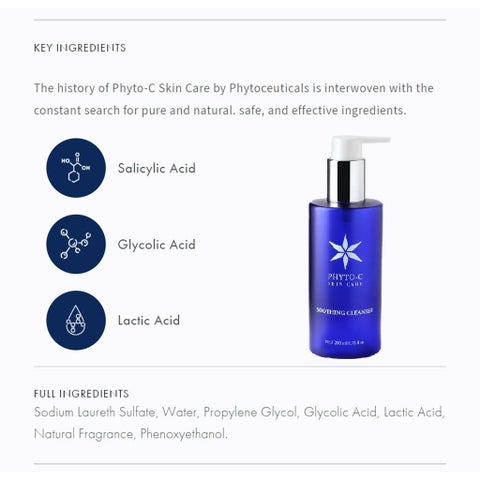 Phyto-C Skin Care Gentle Exfoliating Soothing Facial Cleanser With AHA’s and BHA’s 200ml