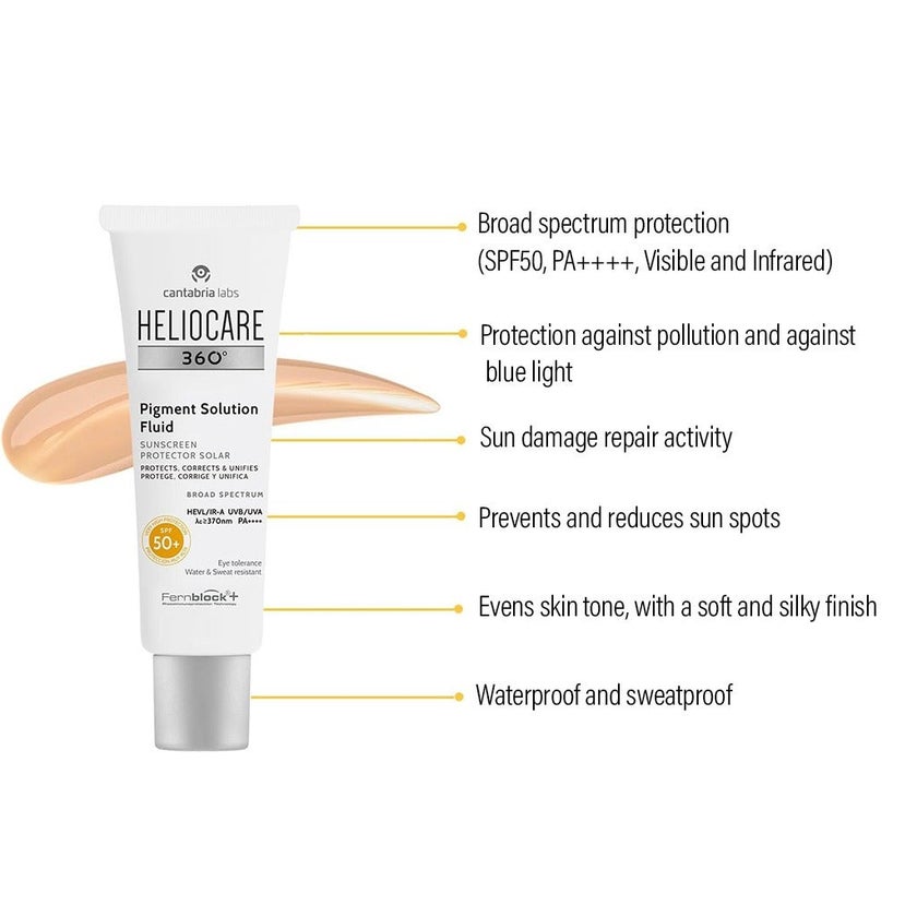 Heliocare 360° Pigment Solution Fluid Broad Spectrum Sunscreen With SPF50+ & PA++++ 50ml