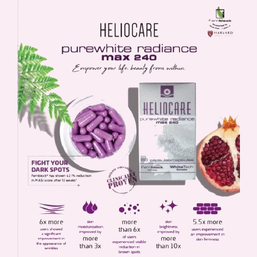 Heliocare Purewhite Radiance Max 240 Oral Capsules, Pack of 60's