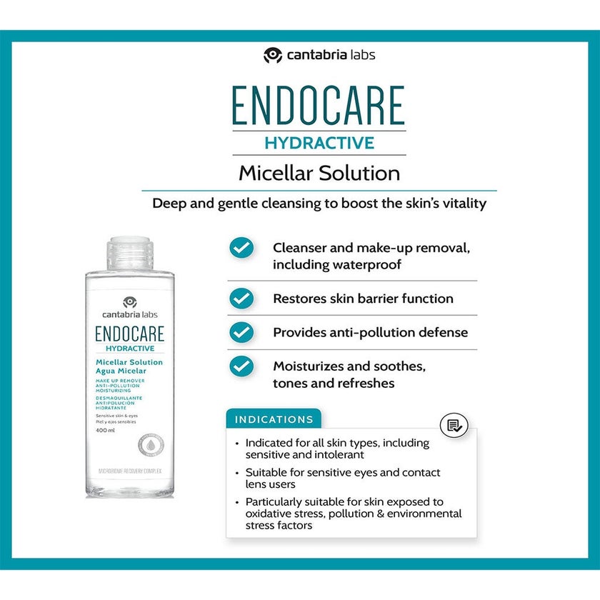 Endocare Hydractive Moisturizing Make-up Remover Micelar Solution For All Skin Types 400ml