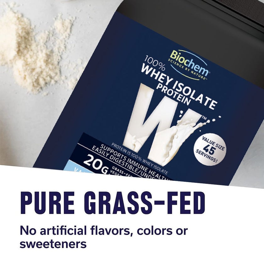Biochem 100% Whey Isolate Protein Powder - Vanilla Flavor 1377g