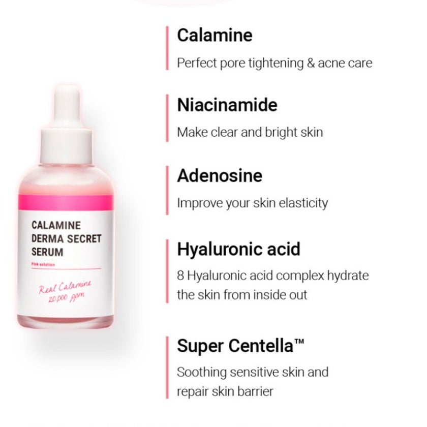 K-Secret Calamine Derma Secret Pink Solution Serum For Oily & Combination Skin Types 50ml