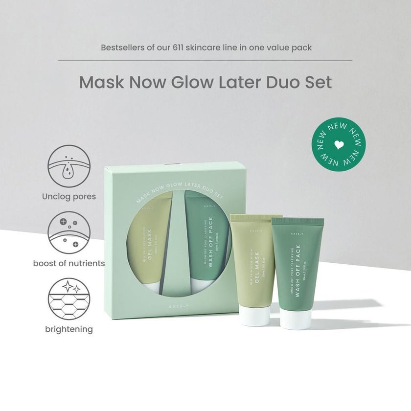 Axis-Y Mask Now Glow Later Wash Off Mask Duo Set - Gel Mask + Wash Off Pack 2*30ml