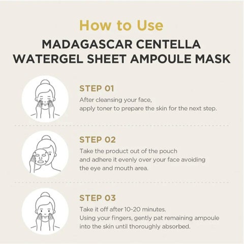 Skin1004 Madagascar Centella Watergel Sheet Ampoule Facial Mask, Pack of 25ml x 5's