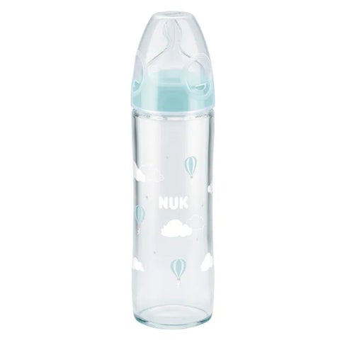 Nuk First Choice+ New Classic 240ml Baby Feeding Glass Bottle With Teat, Assorted Pack of
