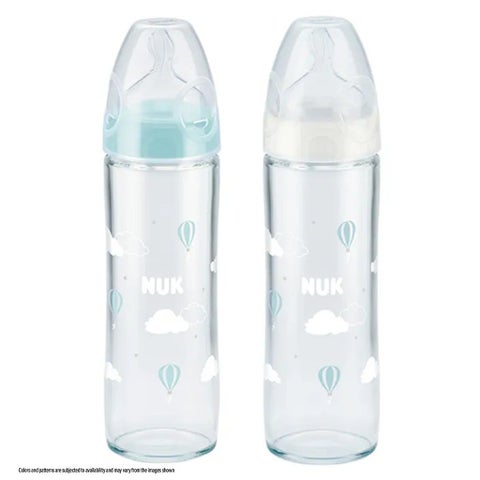 Nuk First Choice+ New Classic 240ml Baby Feeding Glass Bottle With Teat, Assorted Pack of