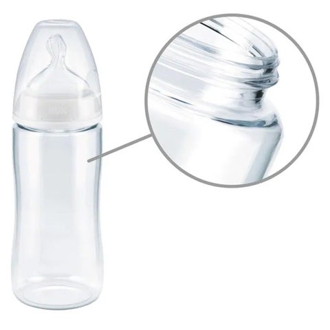 Nuk First Choice+ New Classic 240ml Baby Feeding Glass Bottle With Teat, Assorted Pack of