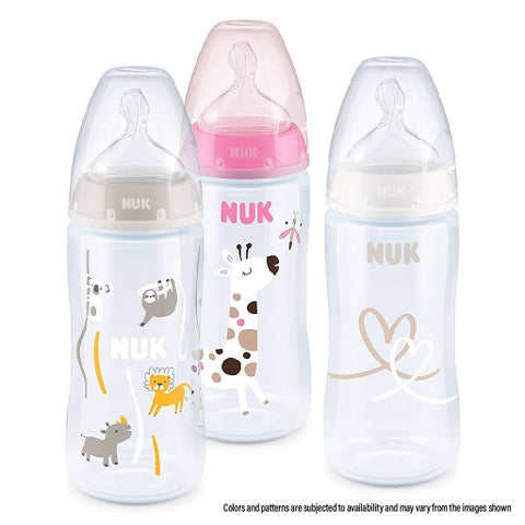 Nuk First Choice+ 300ml Anti-Colic PP Baby Feeding Bottle With Temperature Control, Assorted Pack of