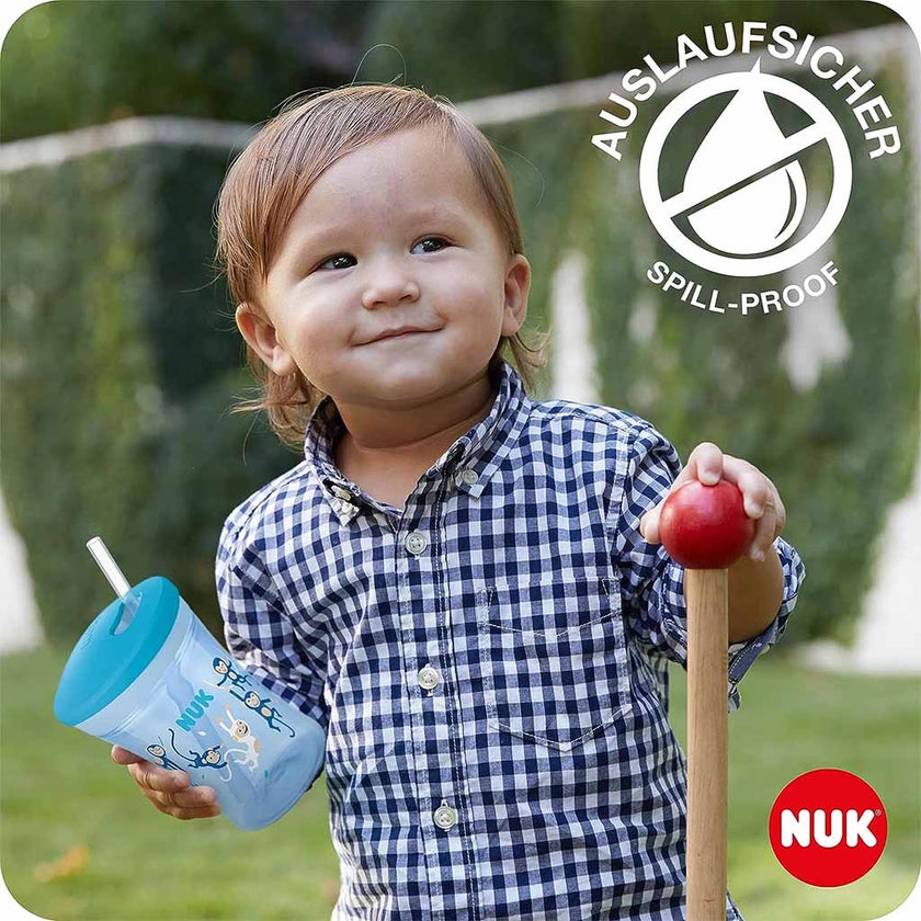 Nuk 230ml Action Cup With Soft Drinking Straw For 12 Months+ Toddler, Assorted Pack of