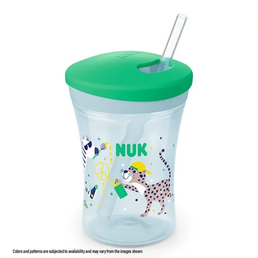 Nuk 230ml Action Cup With Soft Drinking Straw For 12 Months+ Toddler, Assorted Pack of