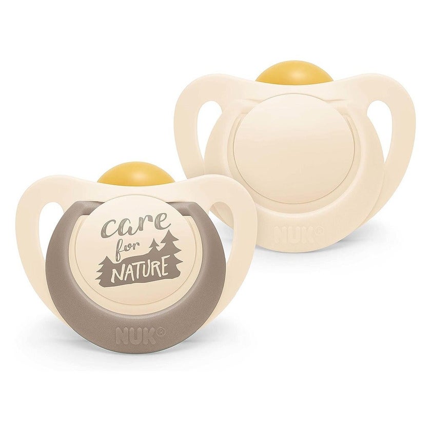 NUK For Nature 98% Natural Rubber Soothers For 6-18 Months Baby, Assorted Pack of 2's