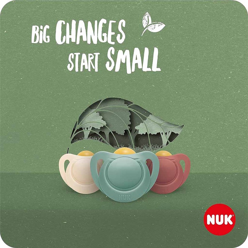 NUK For Nature 98% Natural Rubber Soothers For 6-18 Months Baby, Assorted Pack of 2's