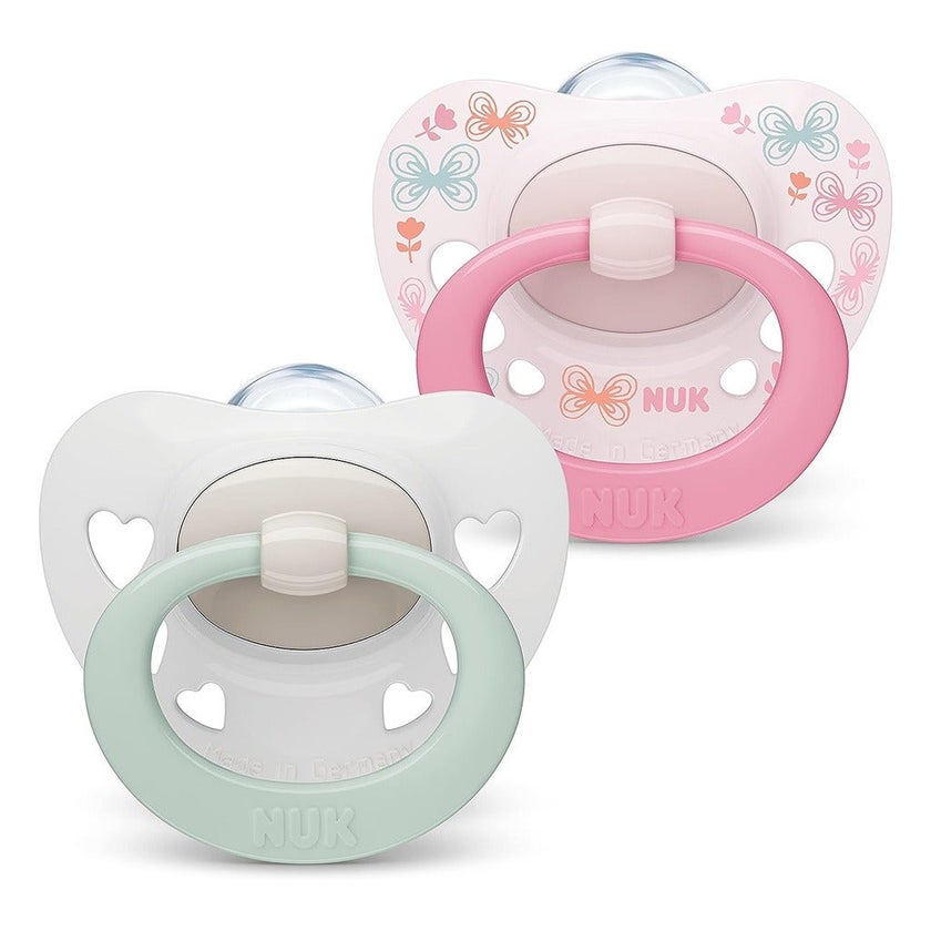 Nuk Signature Silicone Soother For 0-6 Months Baby, Assorted Pack of 2's