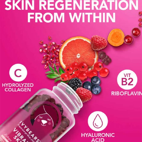 Ivybears Vibrant Skin Gummies With Collagen & Hyaluronic Acid, Pack of 60's
