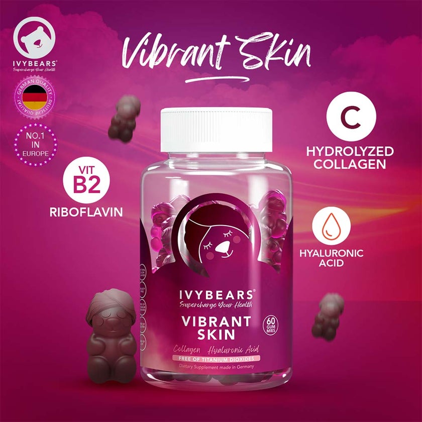 Ivybears Vibrant Skin Gummies With Collagen & Hyaluronic Acid, Pack of 60's